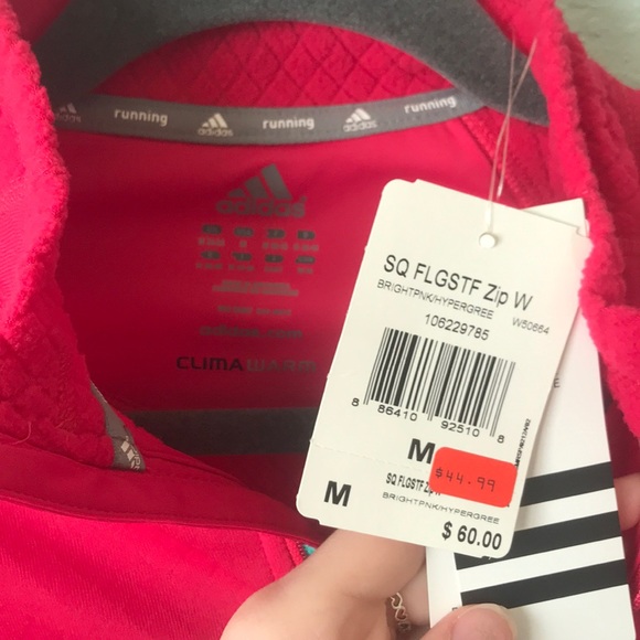 Bright pink adidas quarter zip sweatshirt - Picture 2 of 4